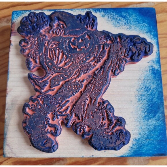 PSX K-1295 Rubber Stamp SCARY SCARECROW Pumpkin Head Halloween Jack O Lantern - Picture 3 of 5